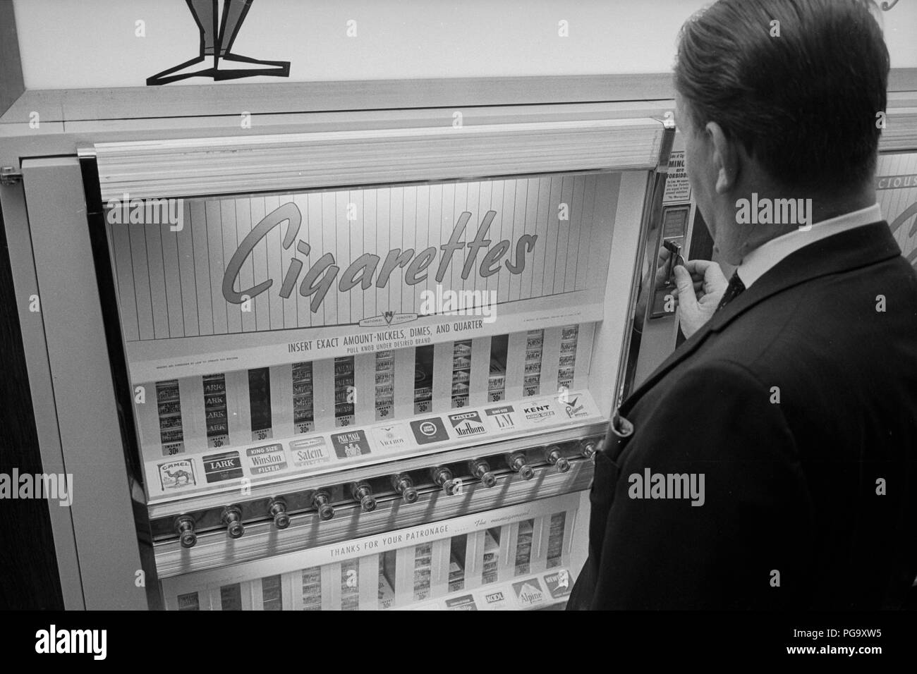 A cigarette vending machine in a restaurant