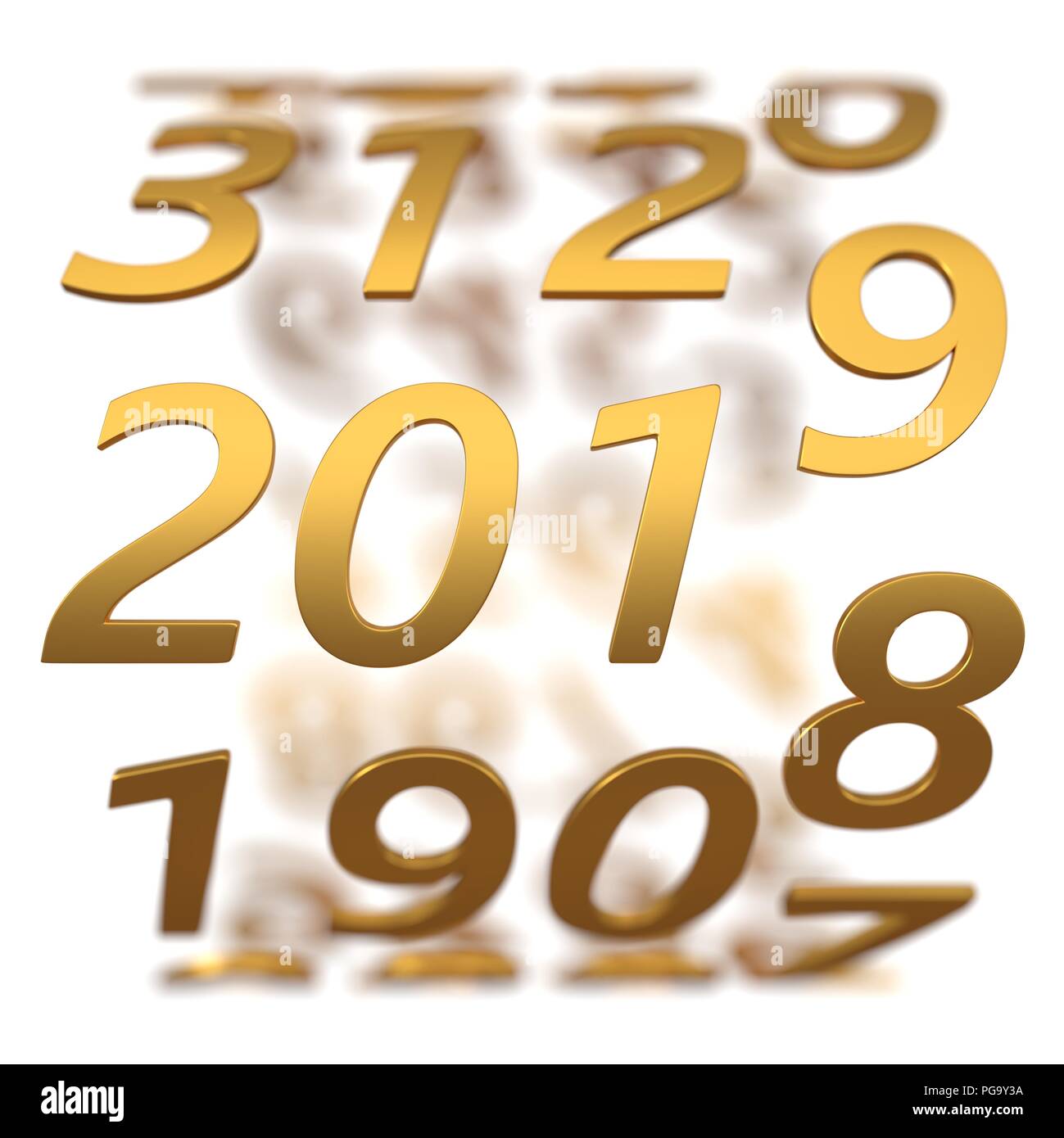 year counter concept with golden numbers. 3d illustration Stock Photo