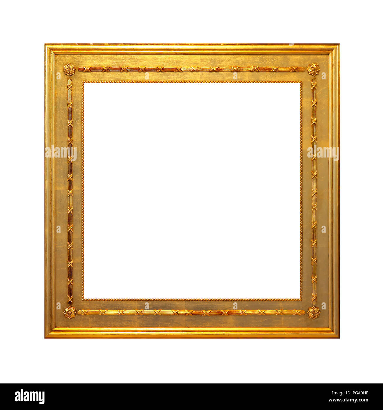 Square gold frame isolated included clipping path Stock Photo - Alamy