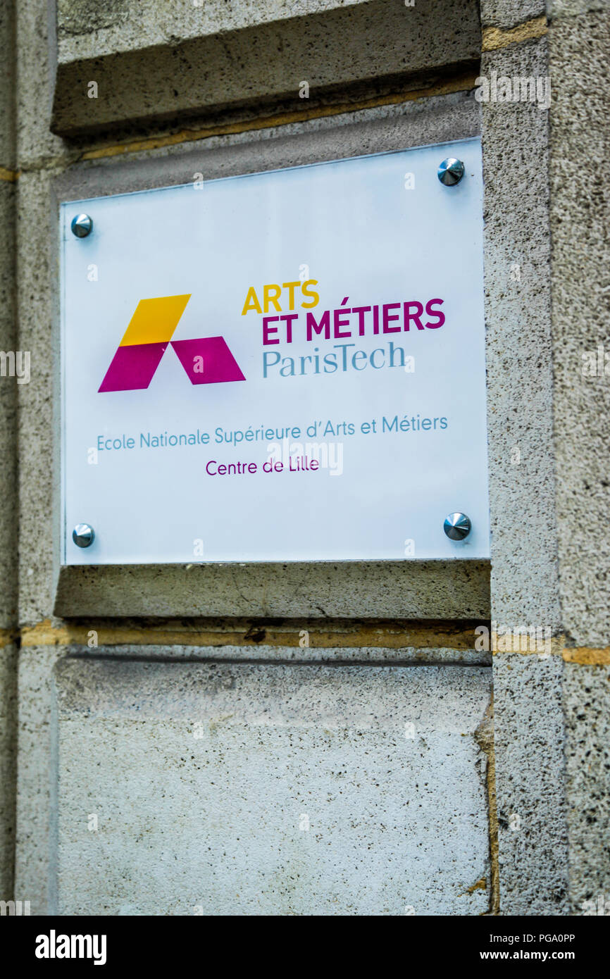 École Nationale Supérieure d'Arts et Métiers building sign in Lille, France Stock Photo