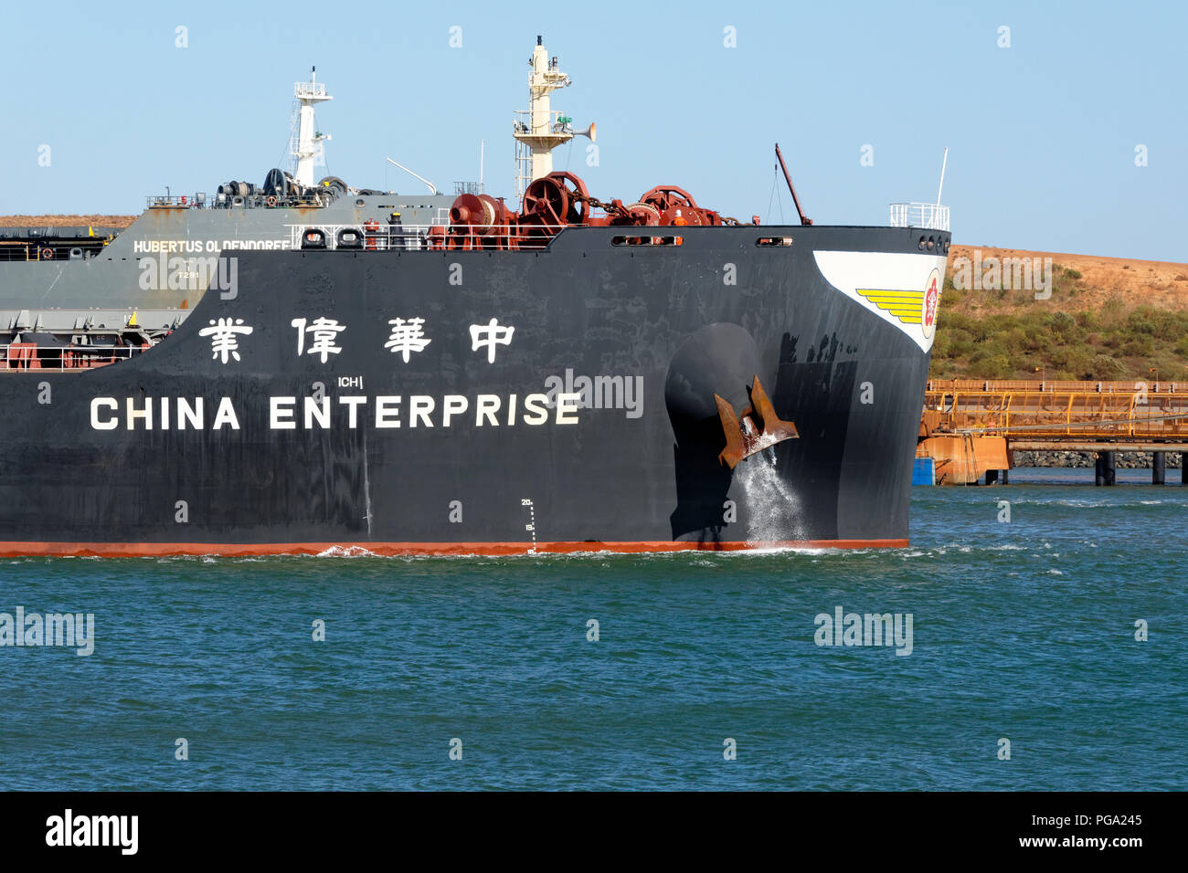 Iron Ore Carrier China Enterprise, Port Hedland, Western Australia Stock Photo