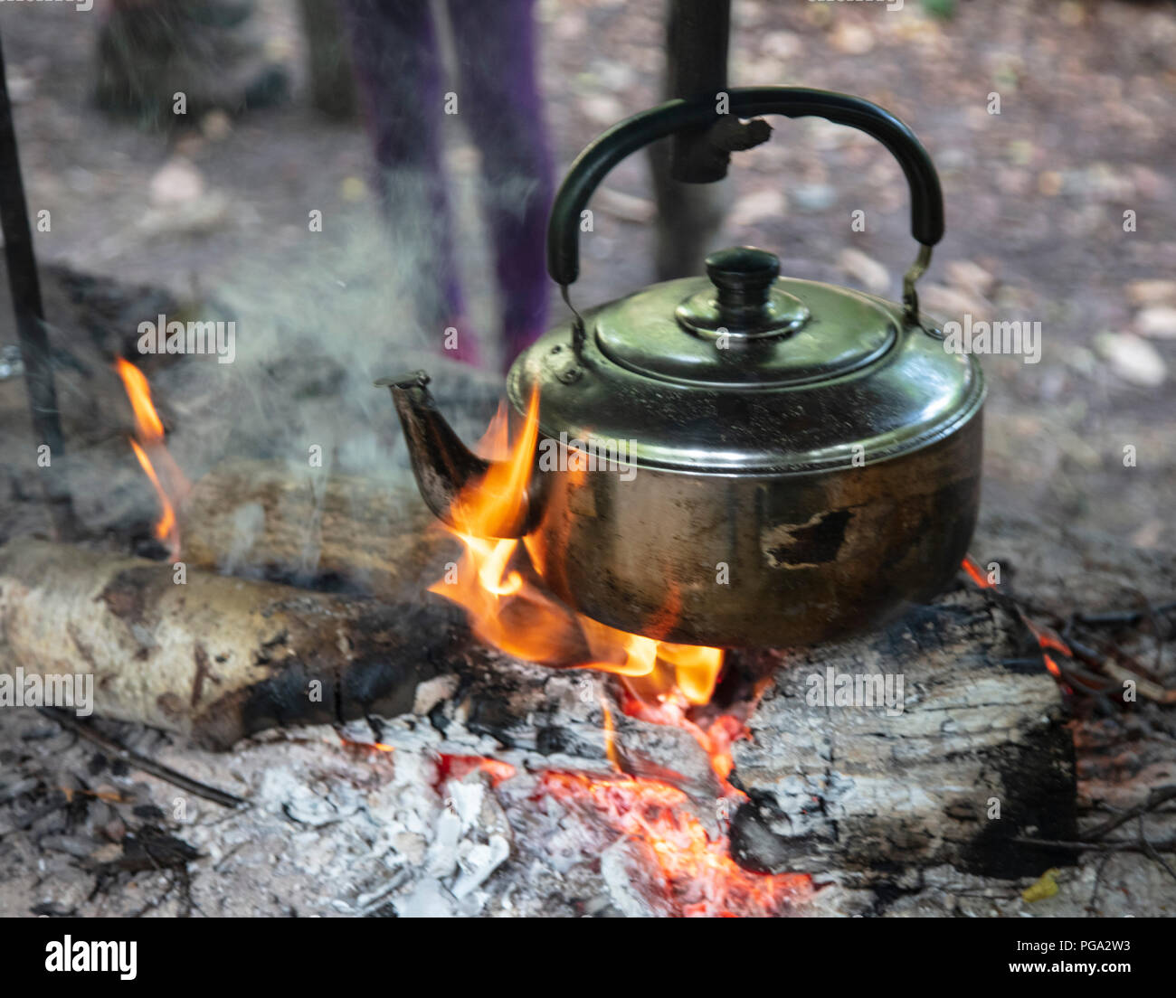 Bonfire Camping Kettle Stock Illustration - Download Image Now