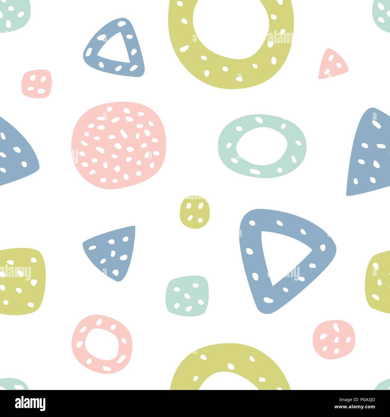 Childish seamless pattern with triangles and polka dots. Creative texture for fabric, textile Stock Vector