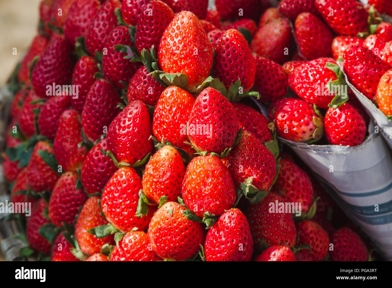 Fresh Strawberry for sale in the street of Kathmandu Nepal.Asian Fruits ...