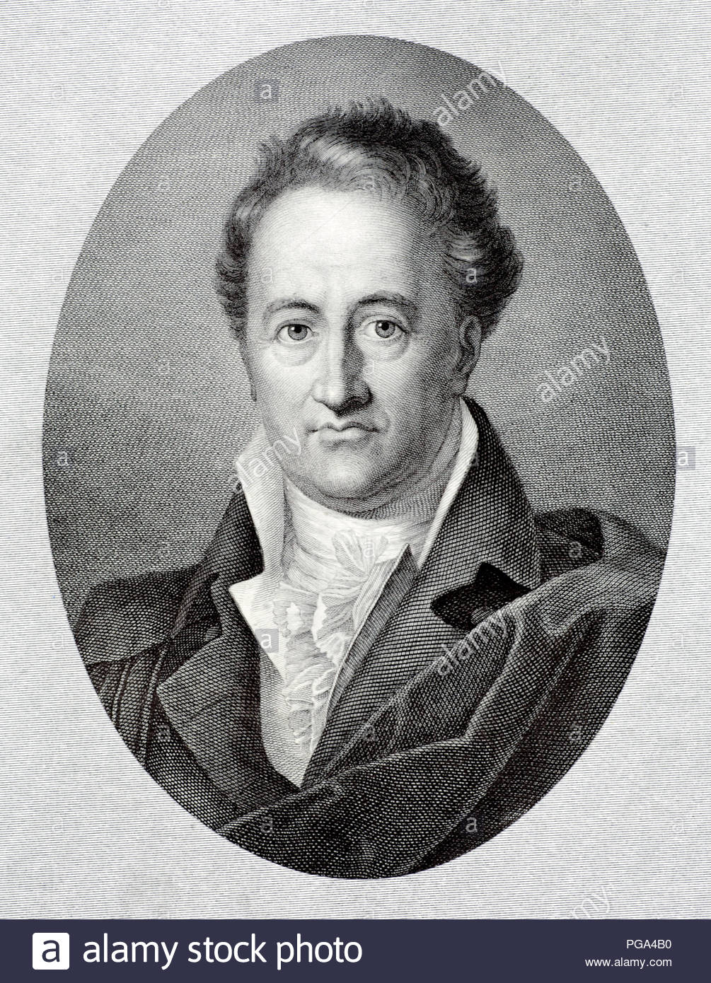 Johann Wolfgang von Goethe portrait 1749 – 1832 was a German writer and statesman. His works include four novels; epic and lyric poetry; prose and verse dramas; memoirs; an autobiography; literary and aesthetic criticism; and treatises on botany, anatomy, antique illustration from 1880 Stock Photo