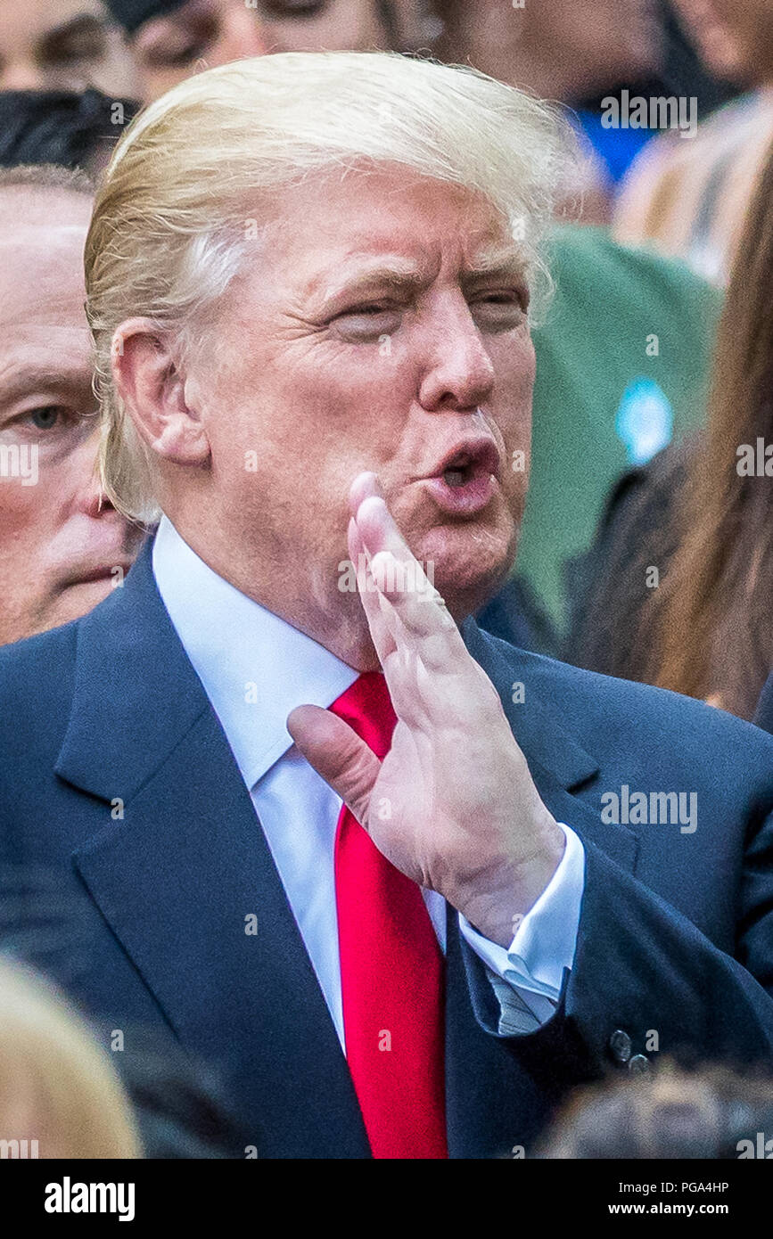New York, USA, 11 September 2016. US President Donald Trump (candidate at the time) attends a September 11 ceremony in New York City in 2016.  Photo b Stock Photo