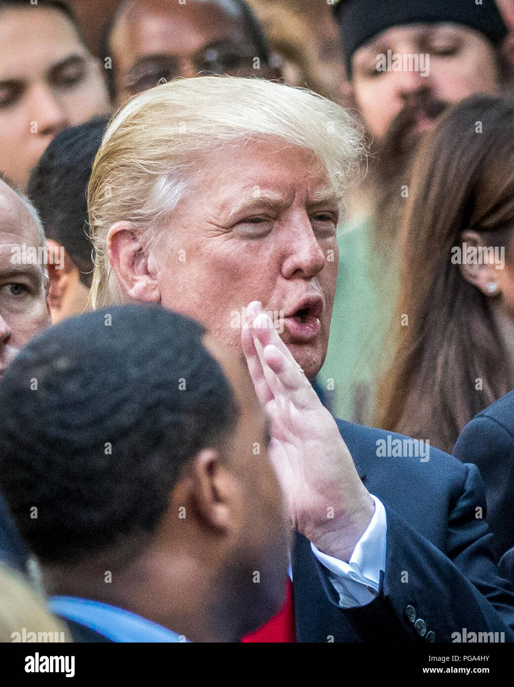 New York, USA, 11 September 2016. US President Donald Trump (candidate at the time) attends a September 11 ceremony in New York City in 2016.  Photo b Stock Photo