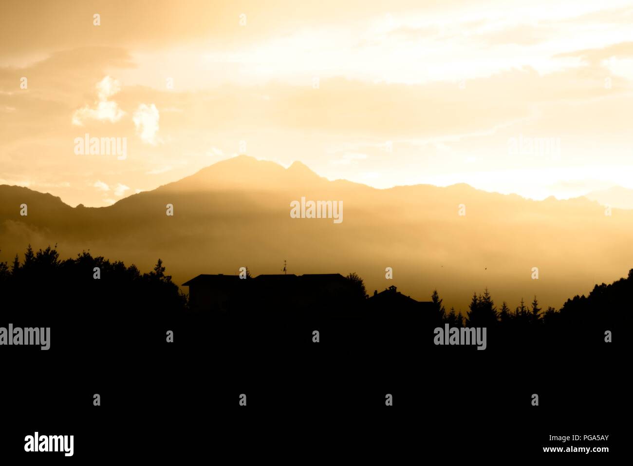 Italian Alps landscape in autumn at sunset Stock Photo - Alamy