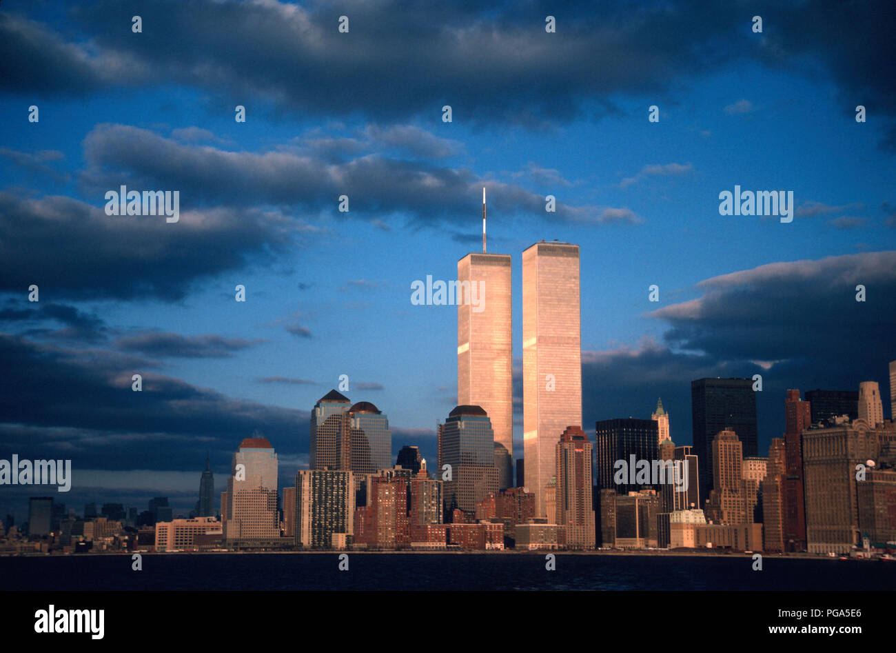 Vintage 1988 View of Lower Manhattan Skyline with Twin Vintage 1988 View of Lower Manhattan Skyline with Twin