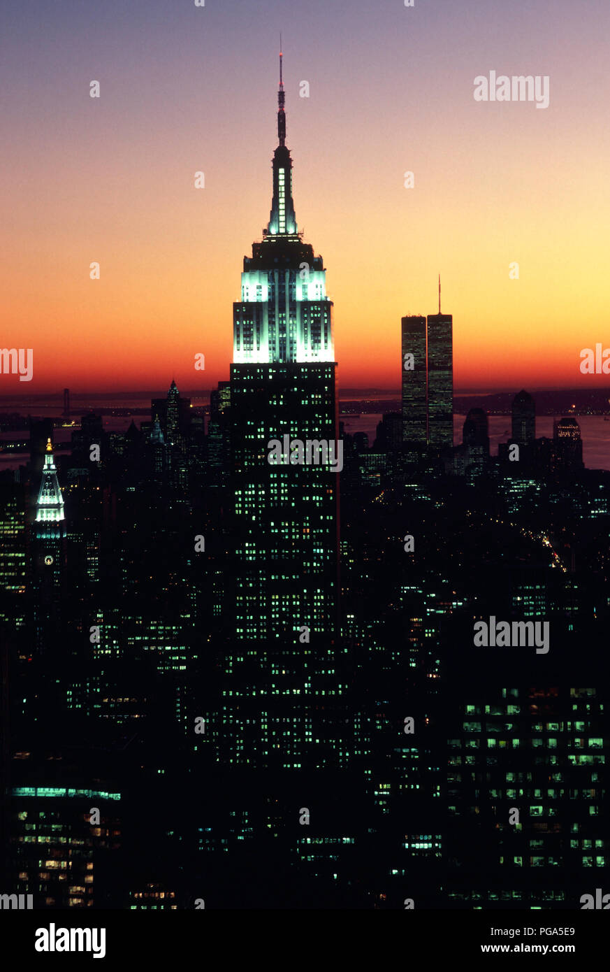 Vintage 1986 View of Manhattan Skyline with Empire State building adn
