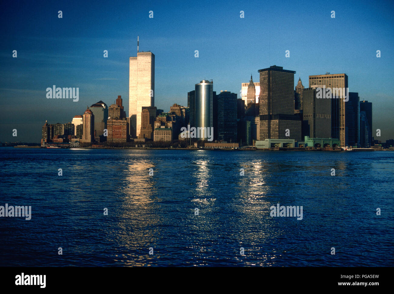 New York Skyline Sunset Twin Towers High Resolution Stock Photography And Images Alamy