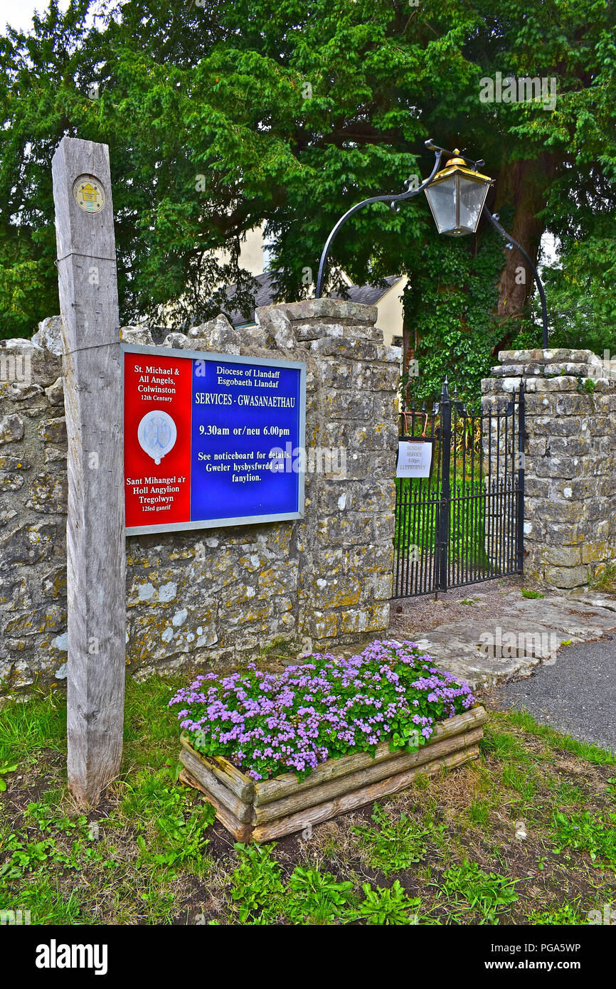 The old-fashioned lamplight over the gate to St Michael & All Angels ...