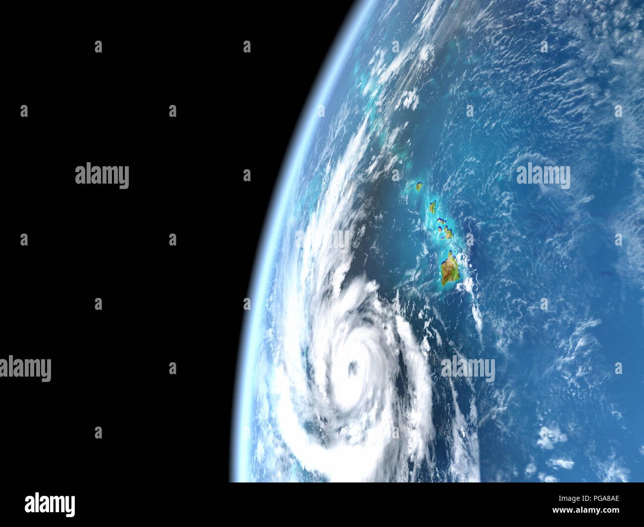Hurricane Lane above central Pacific approaching Hawaii in August 2018 ...
