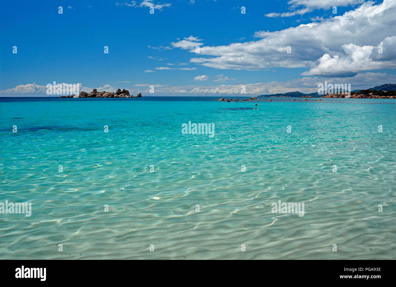 Bay of Palombaggia with turquoise green sea, Porto Vecchio, Corse-du-Sud department, Corsica, France Stock Photo