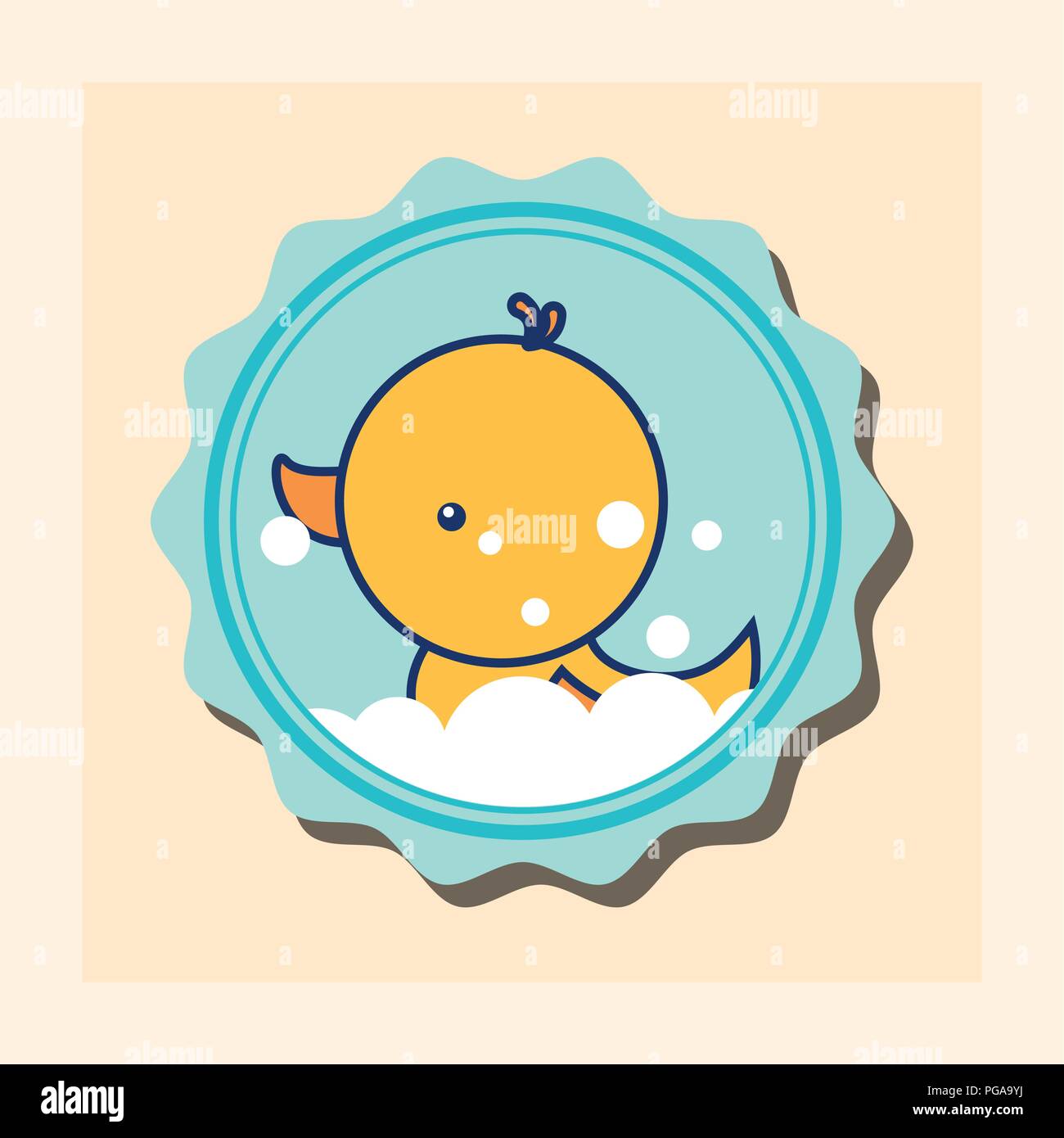 rubber duck bubbles toy banner bathroom Stock Vector