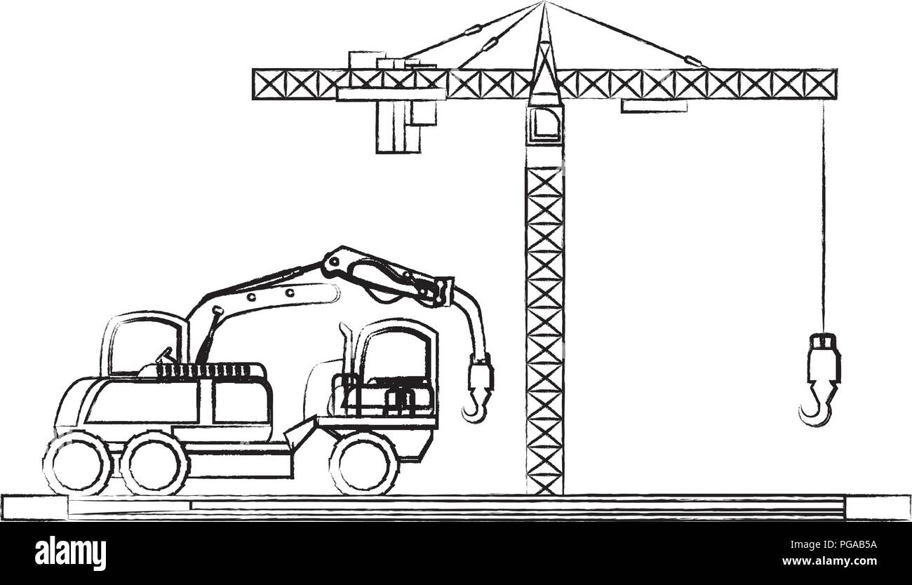 crane truck icon over white background, vector illustration Stock ...