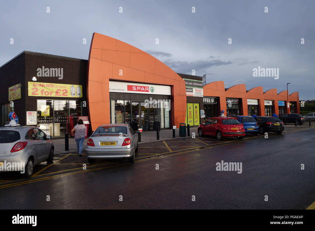 The various brightly coloured shops, takeaways and restaurants at the