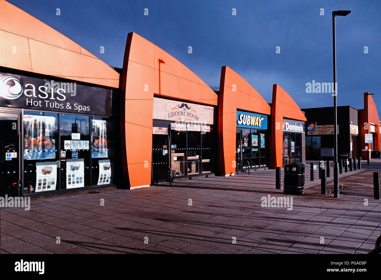 The various brightly coloured shops, takeaways and restaurants at the