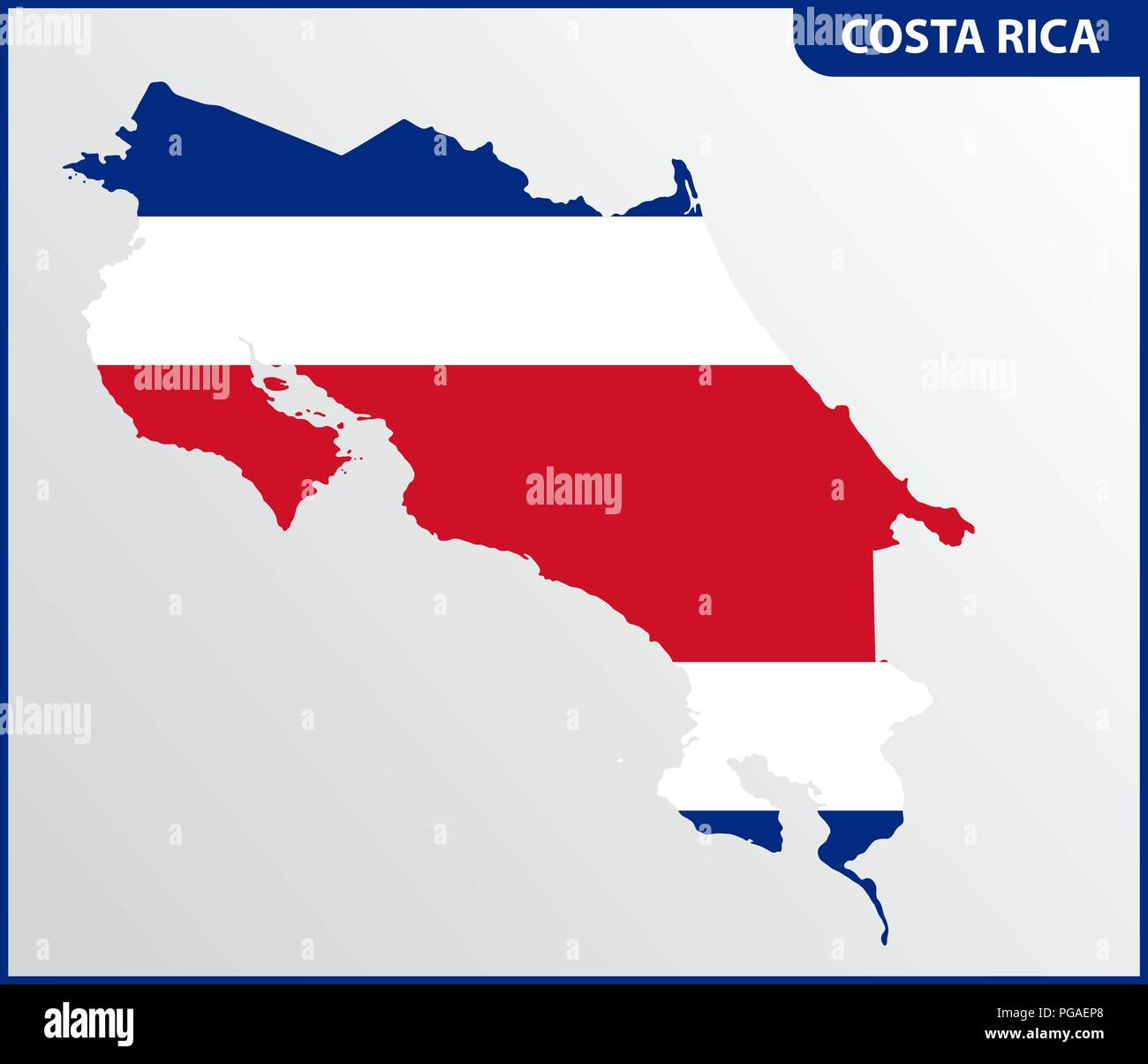 The detailed map of Costa Rica with National Flag Stock Vector Image