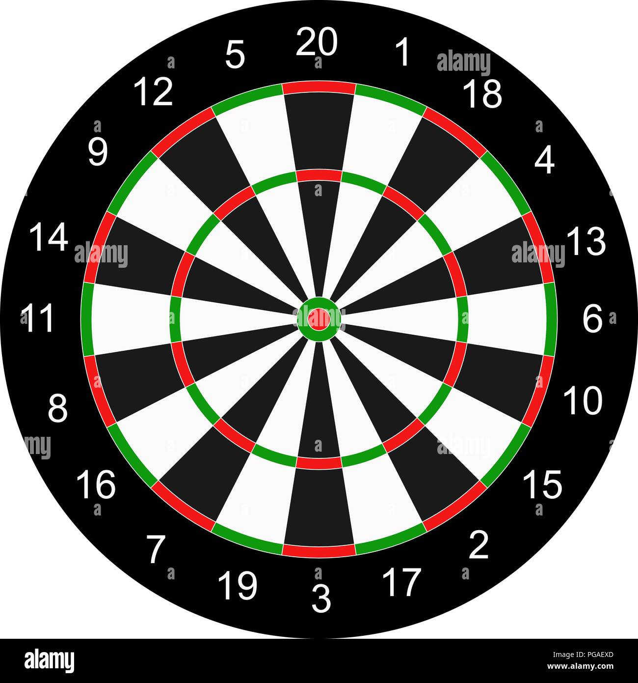 Classic board, target for darts game. Twenty black and white sectors