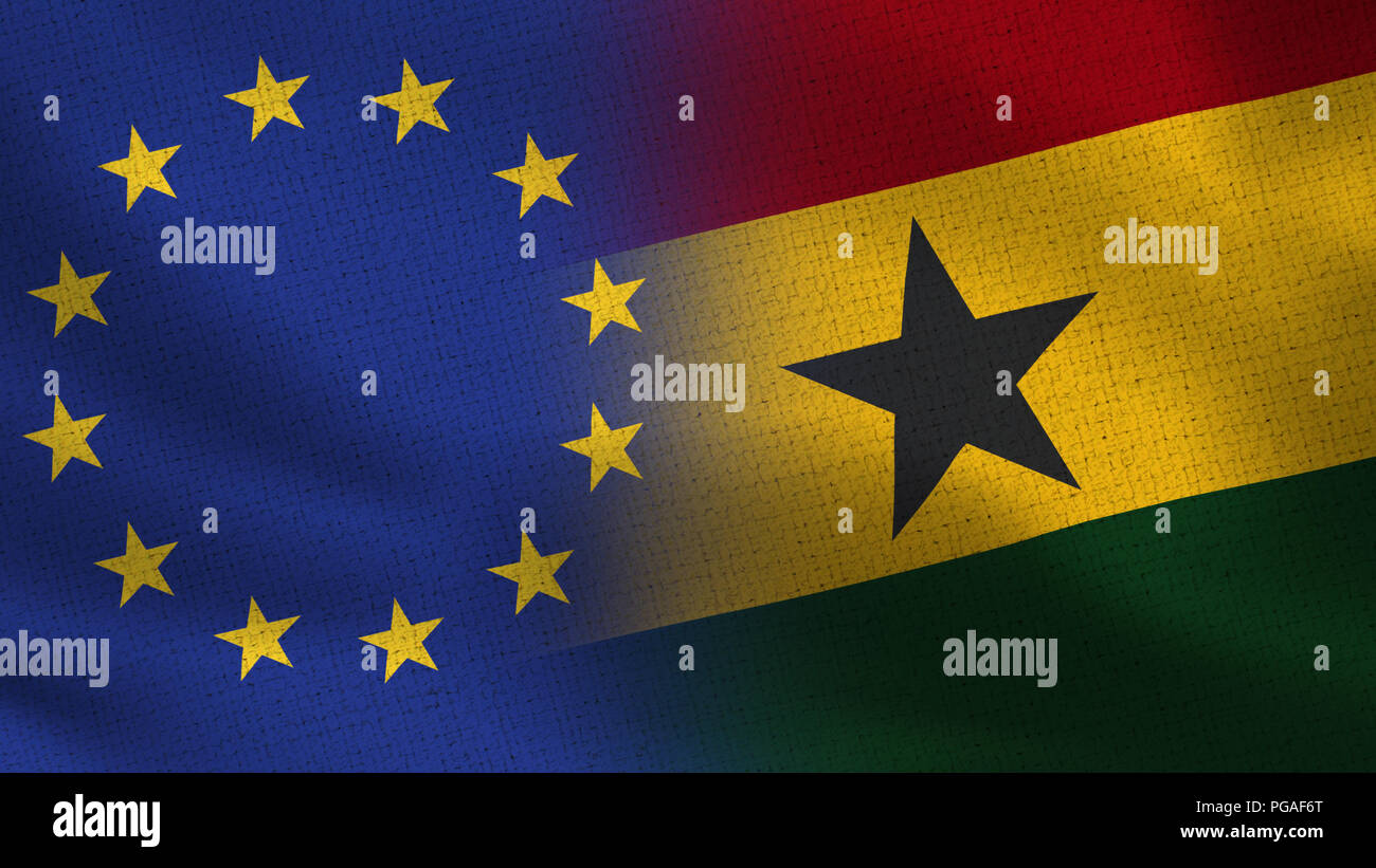 European Union and Ghana Flags - Two Flags Together - EU Stock Photo