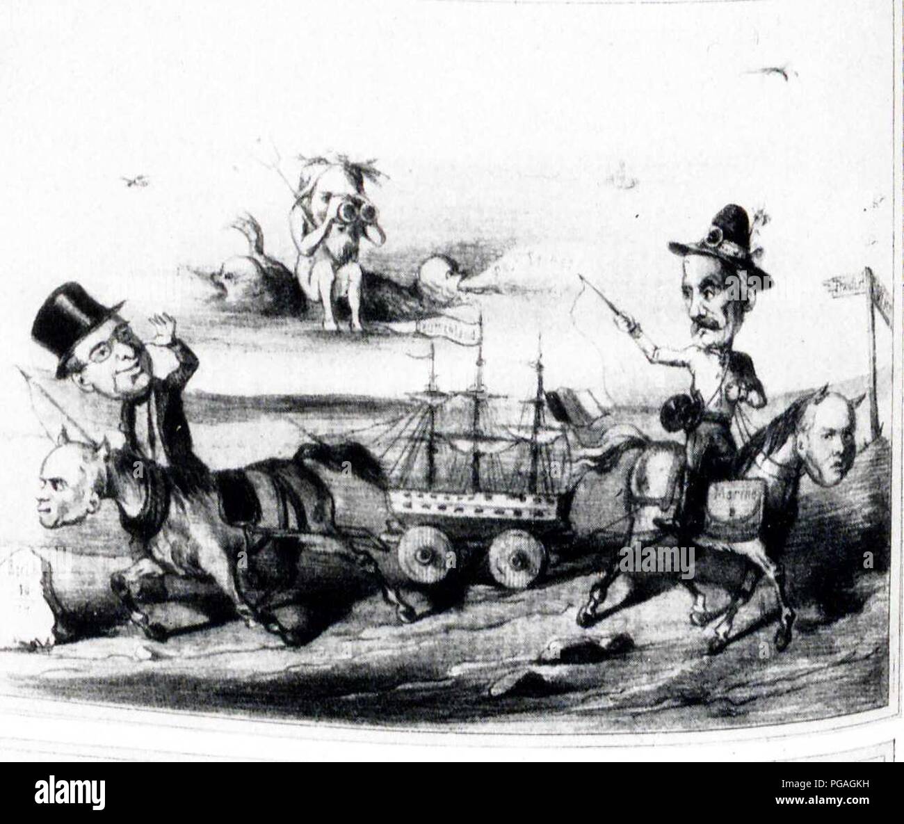 Auflösung der deutschen Flotte Karikatur Mephistopheles 1849. Stock Photo