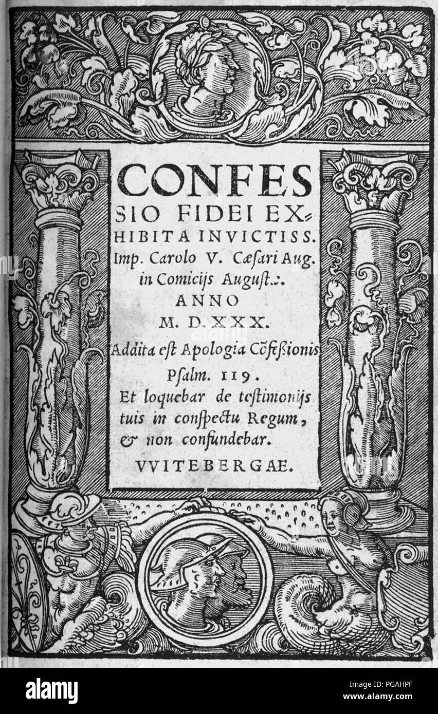 Augsburger Konfession 1531 Titel. Stock Photo