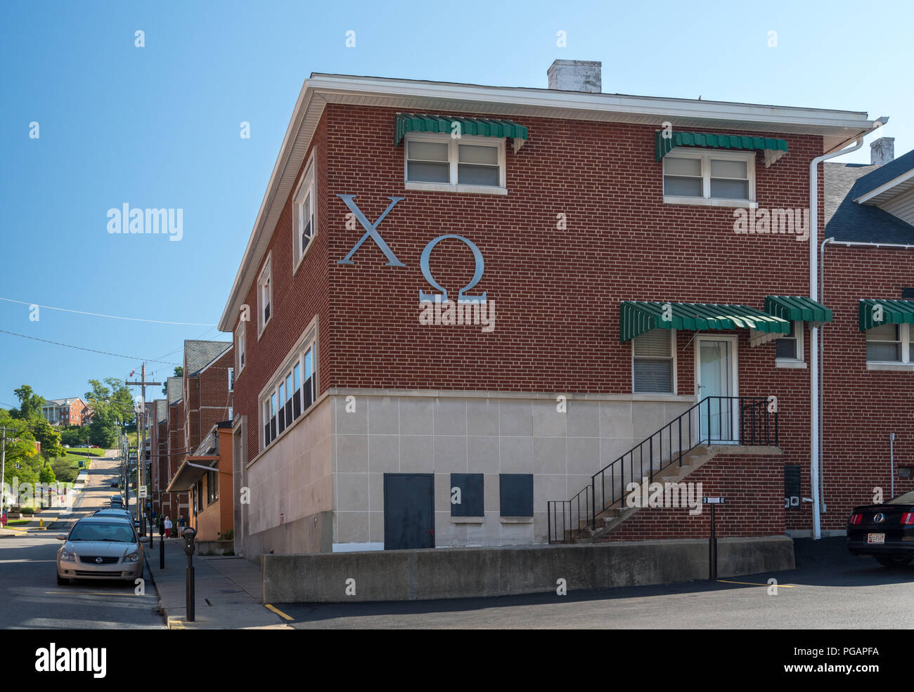 Chi Omega Greek Life building at WVU in Morgantown WV Stock Photo