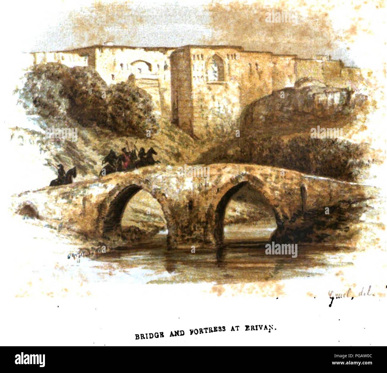 August von Haxthausen. Transcaucasia. Bridge and fortress at Erivan