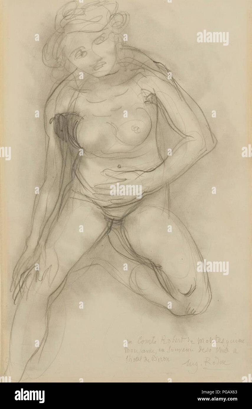 Auguste Rodin - Mujer desnuda sentada de frente, con una pierna recogida. Stock Photo