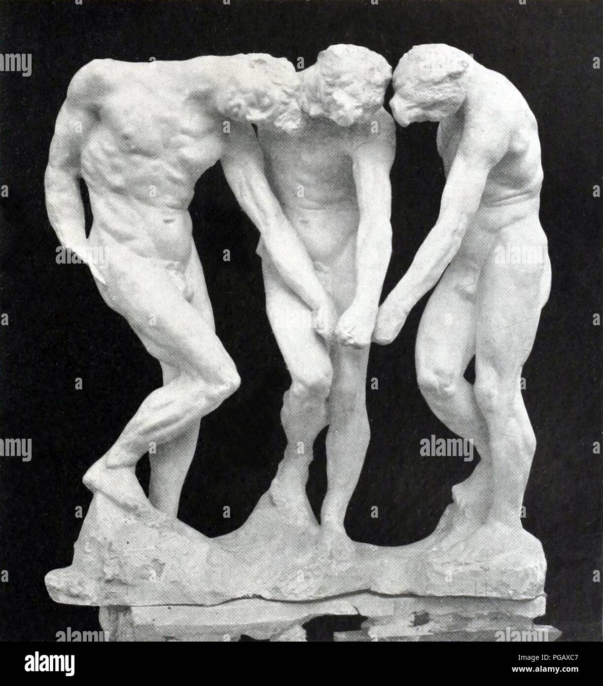 Auguste Rodin, The three shades (Les Trois Ombres), for the top of The Gates of Hell, before 1886, plaster. Stock Photo