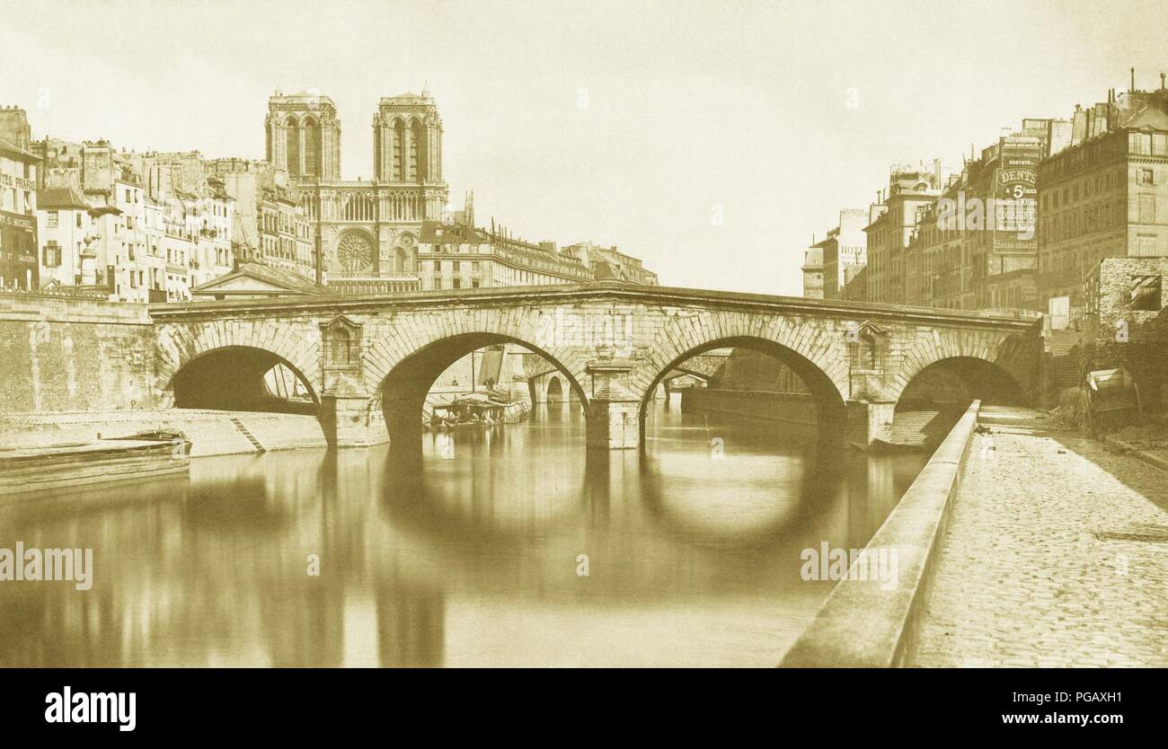 Auguste-Hippolyte Collard, Ancien pont Saint-Michel, 1857 edit. Stock Photo