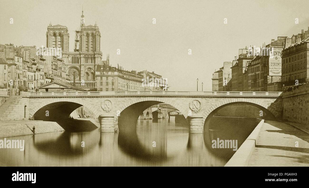 Auguste-Hippolyte Collard, Nouveau pont Saint-Michel, 1859 edit. Stock Photo