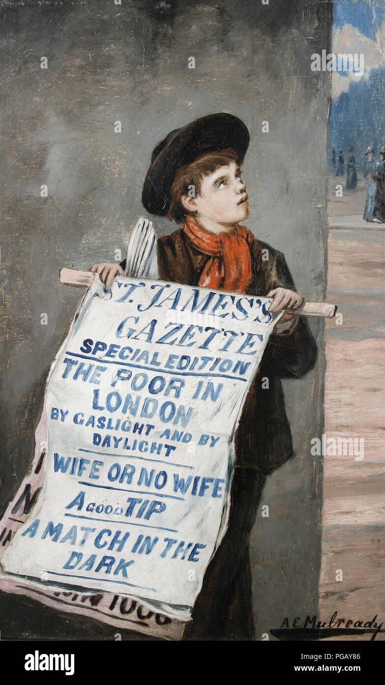 Augustus Edwin Mulready A London Newsboy. Stock Photo