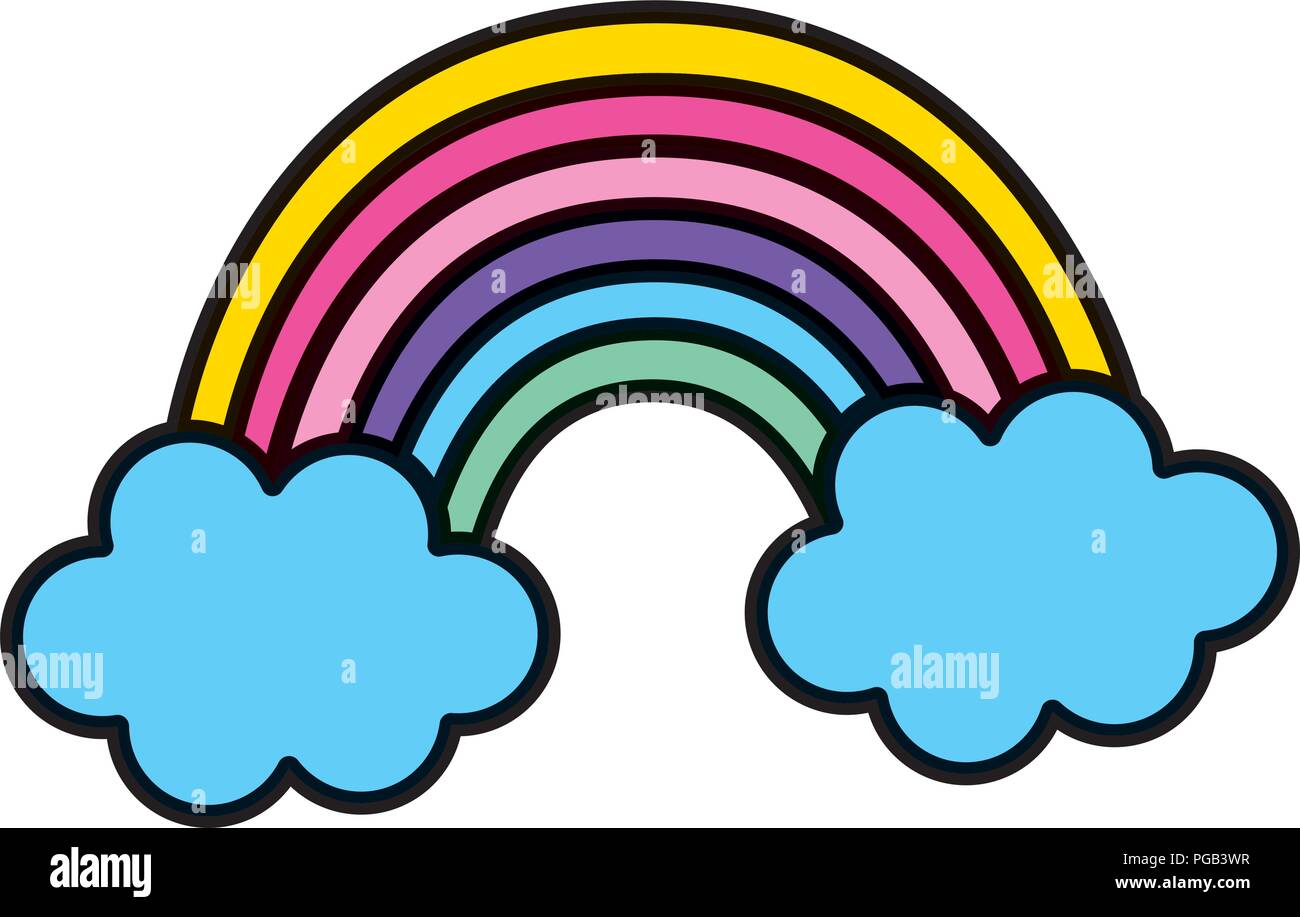 color nature beauty rainbow and fluffy clouds Stock Vector Image & Art ...