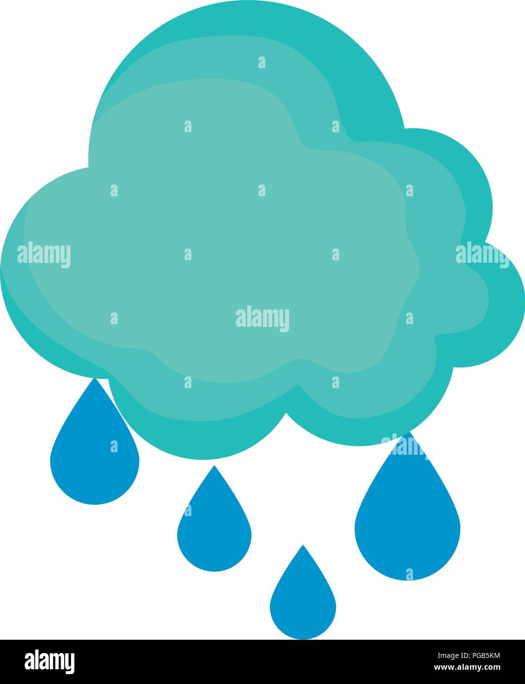 cloud and rainy drops over white background, vector illustration Stock ...