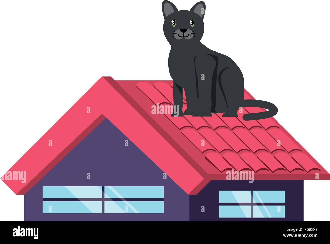 cute cat on the roof over white background, vector illustration Stock Vector Image & Art Alamy