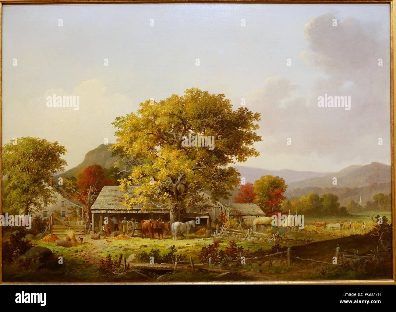 Autumn in New England, Cider Making, by George Henry Durrie, 1863 AD, oil on canvas - Museo Nacional Centro de Arte Reina Sofía - DSC08641. Stock Photo