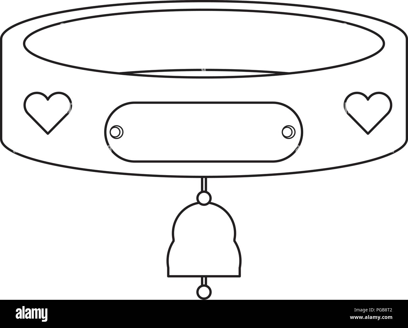 cat collar with bell hanging over white background, vector illustration