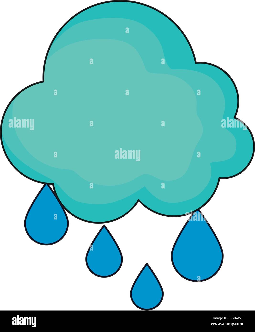 cloud and rainy drops over white background, vector illustration Stock ...