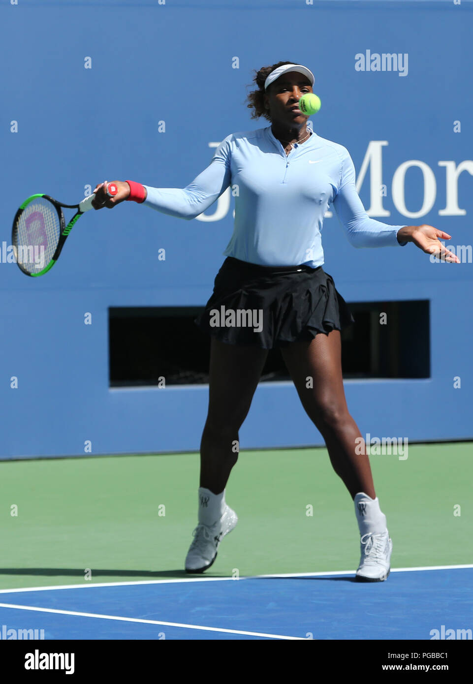 23time Grand Slam champion Serena Williams practices for the 2018 US Open at Billie Jean King