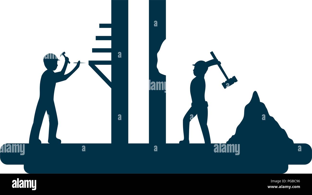 laborer equipment with working building construction Stock Vector Image