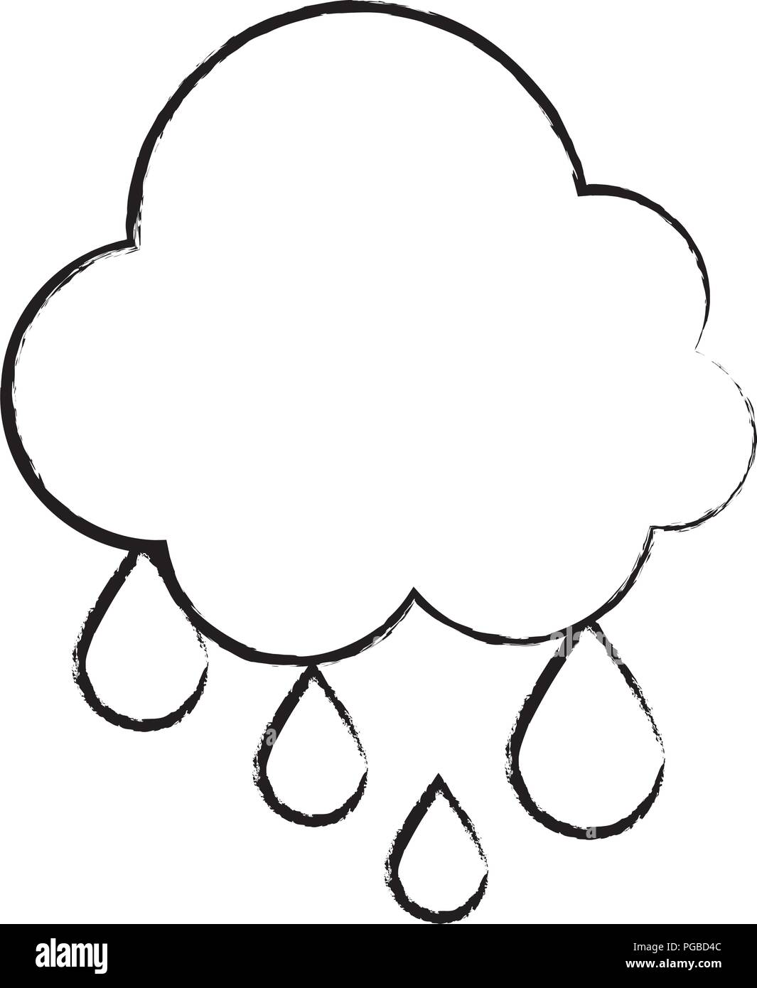 cloud and rainy drops over white background, vector illustration Stock ...
