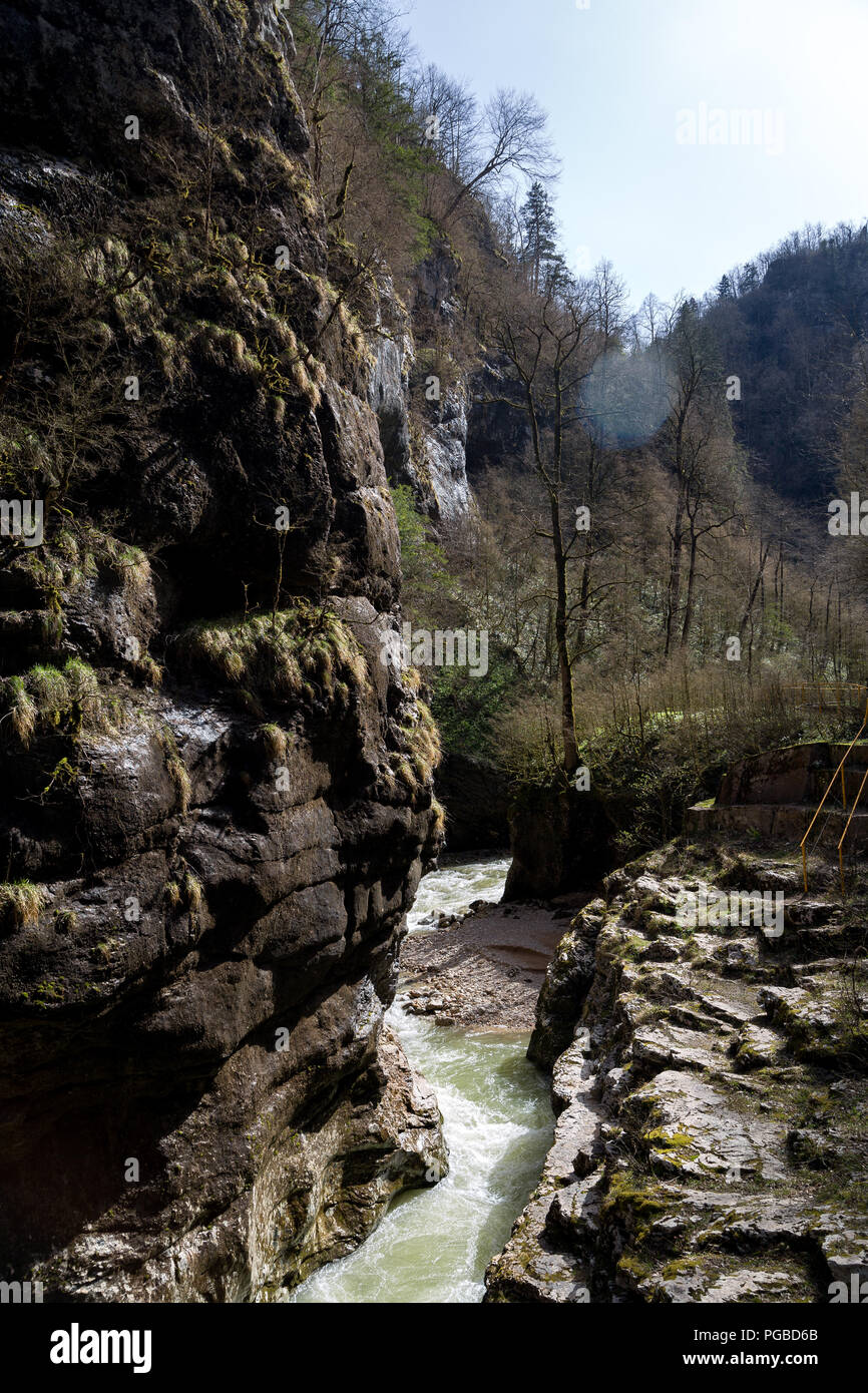 Beautiful mountain scenery . Guam gorge. Krasnodar region Stock Photo