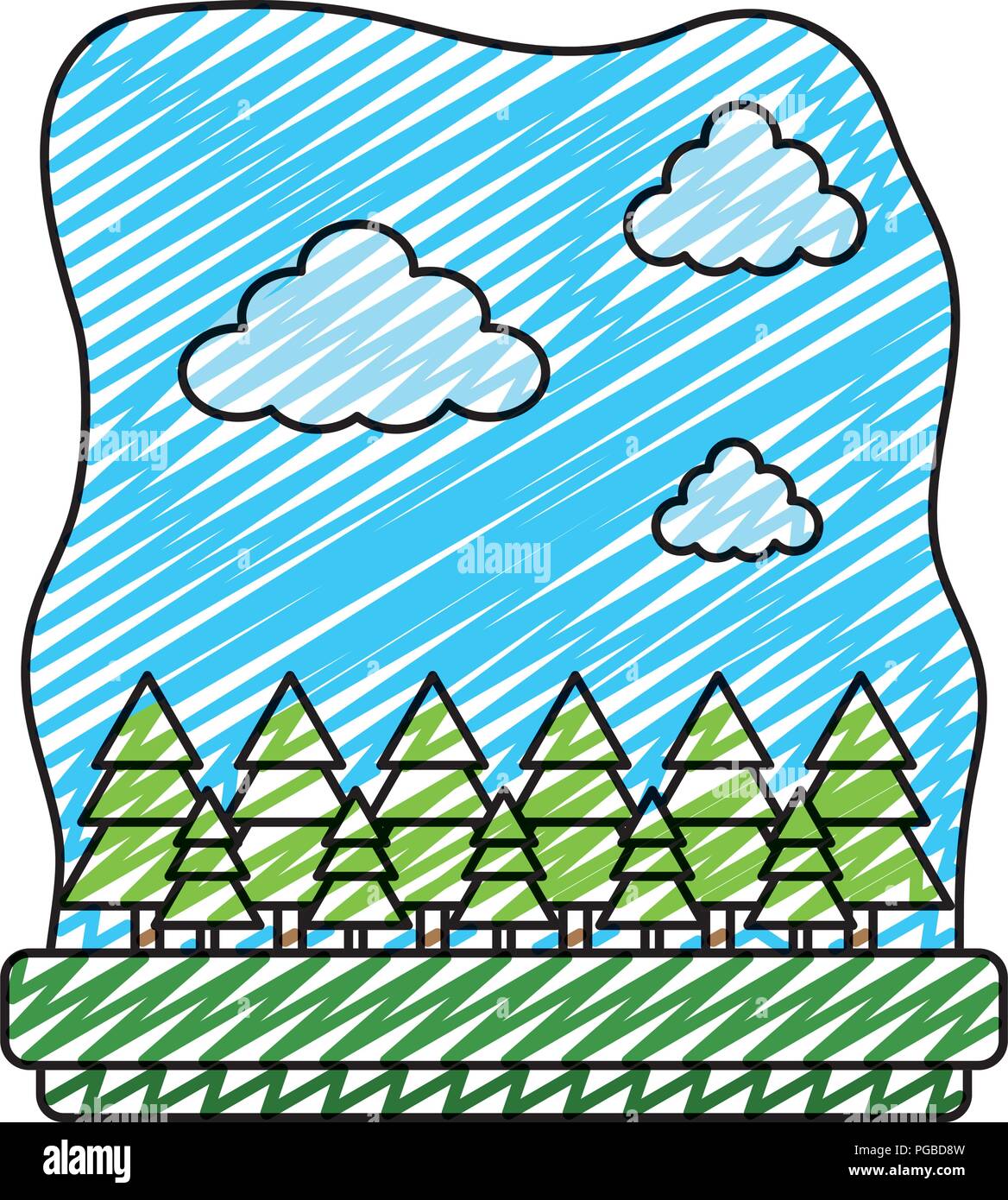 doodle exotic trees ecology preserve landscape Stock Vector Image & Art ...