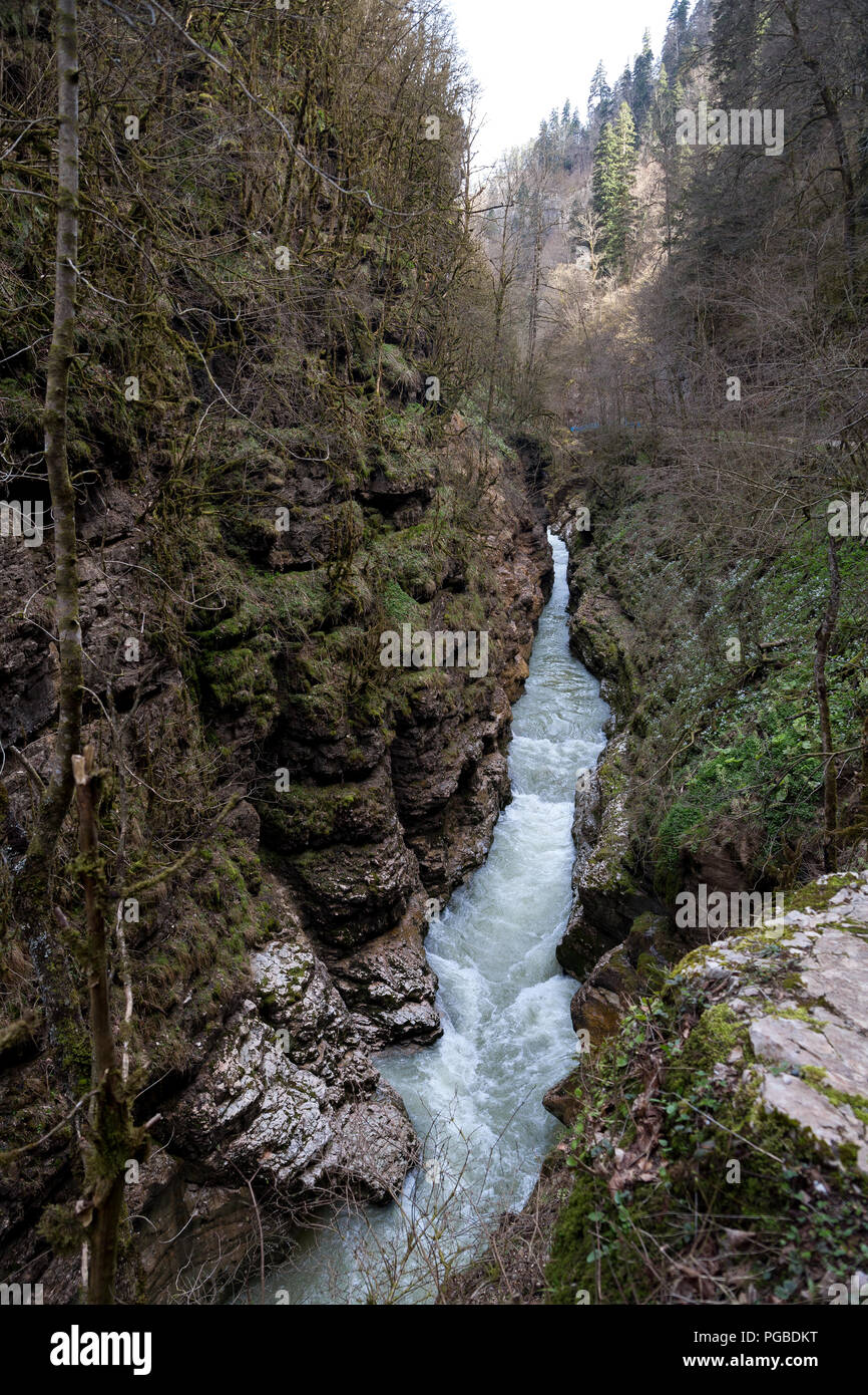 Beautiful mountain scenery . Guam gorge. Krasnodar region Stock Photo