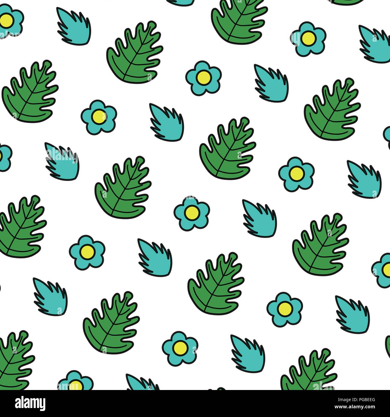 color tropical leaf and exotic flower background Stock Vector Image ...