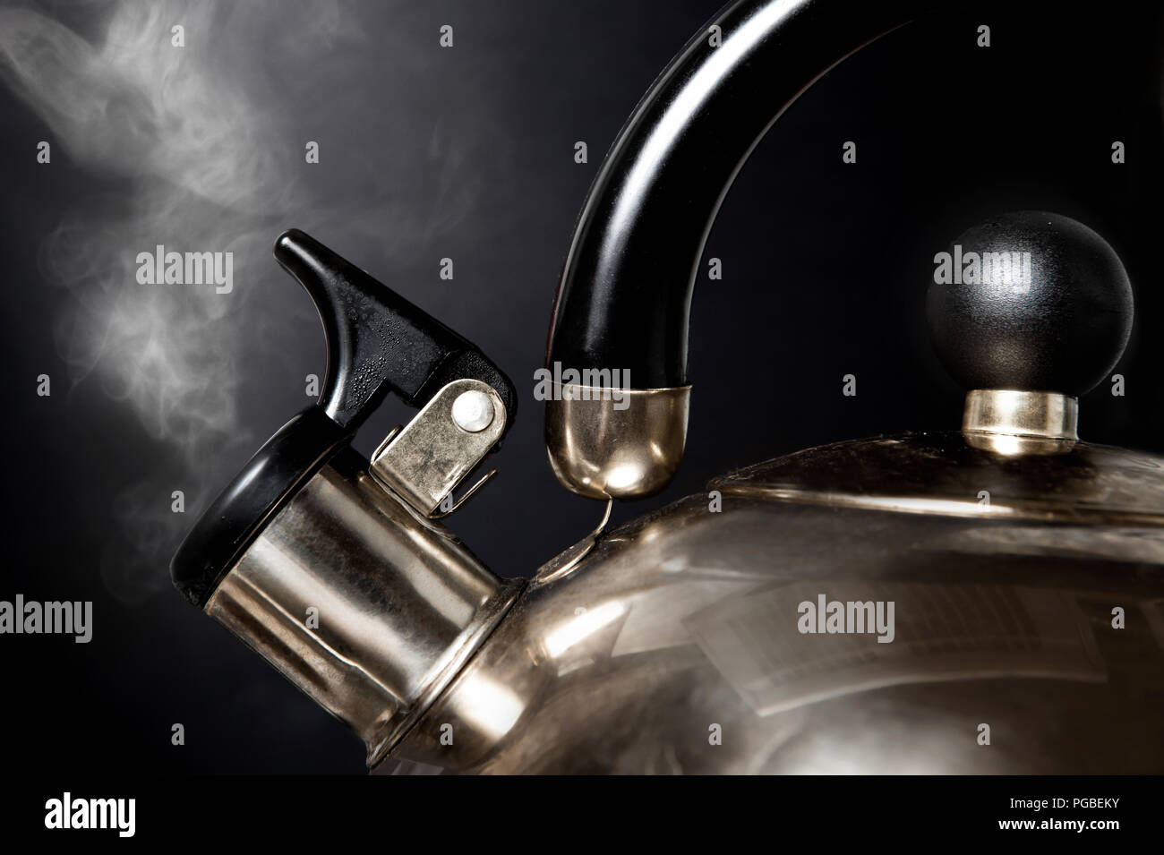 Tea kettle with boiling water Stock Photo Alamy