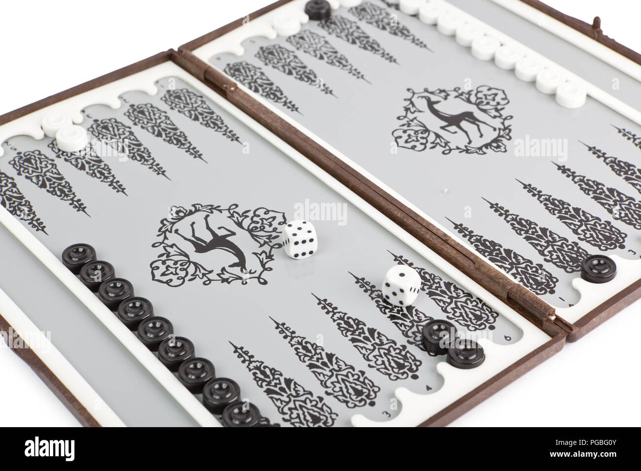 Portable backgammon isolated on a white background Stock Photo