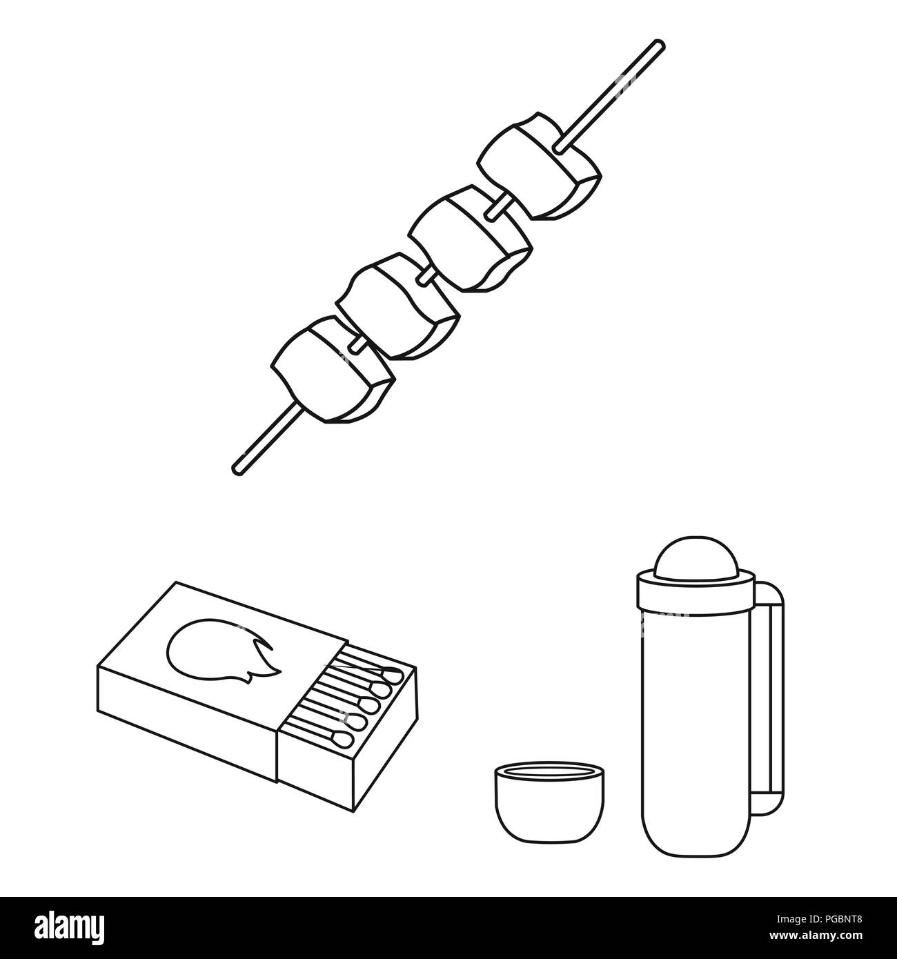 Rest in the camping outline icons in set collection for design. Camping ...